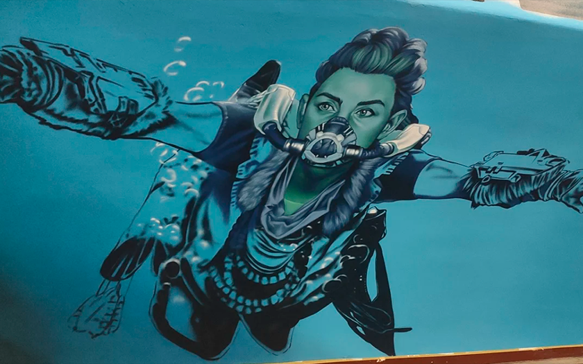 W kijowskim metrze pojawił się mural poświęcony Horizon Forbidden West