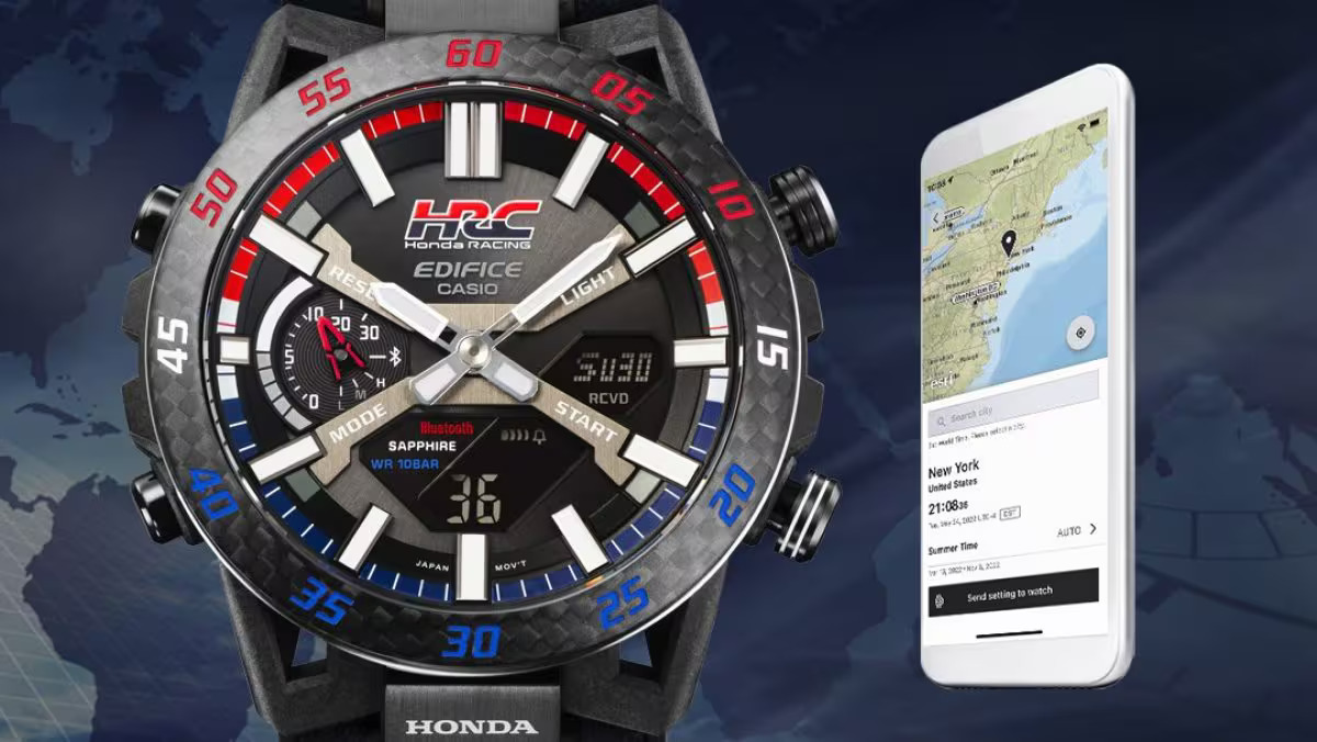 Casio Edifice ECB2000HR-1A w stylu samochodu wyścigowego Hondy dostępny w USA za 400 USD