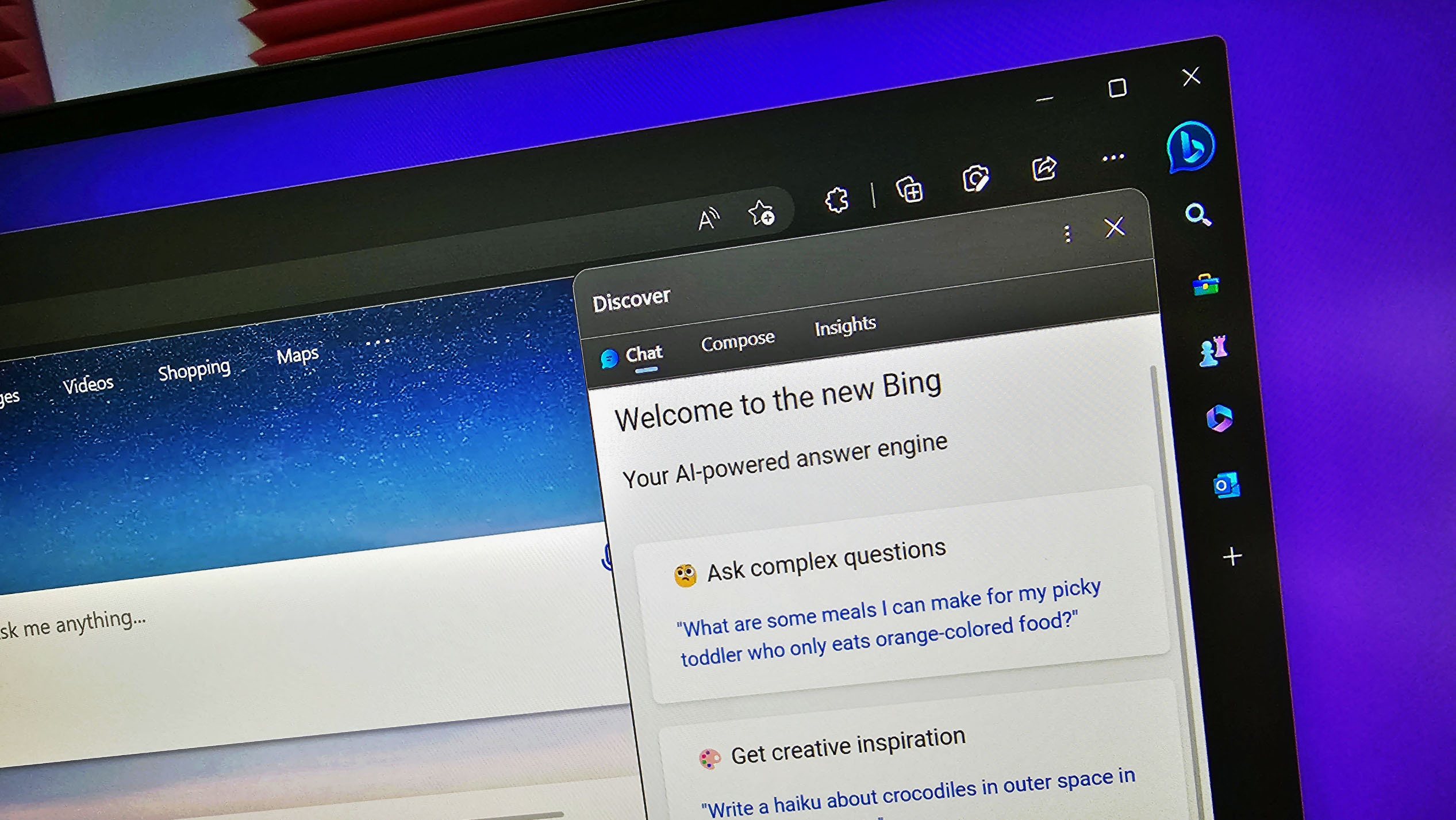 Microsoft dodaje do Edge'a pasek boczny z chatbotem Binga