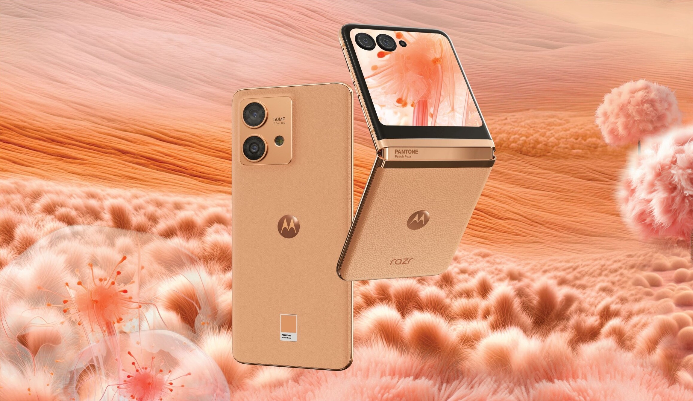 Motorola wprowadza Razr 40 Ultra i Edge 40 Neo w kolorze Peach Fuzz - kolorze roku 2024 według Pantone