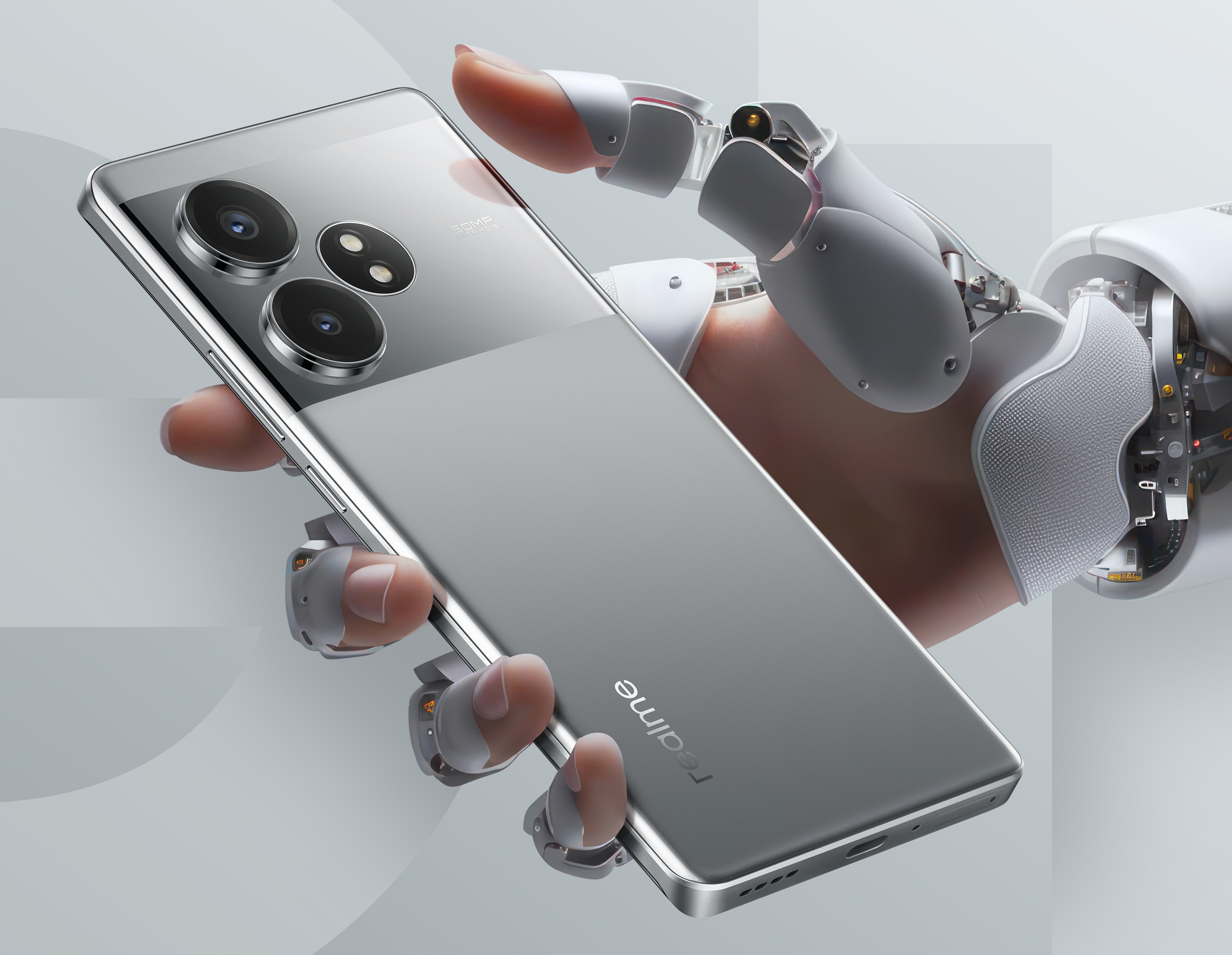 Realme GT Neo 6 SE w kolorze Silver Knight pojawił się na oficjalnym renderze prasowym