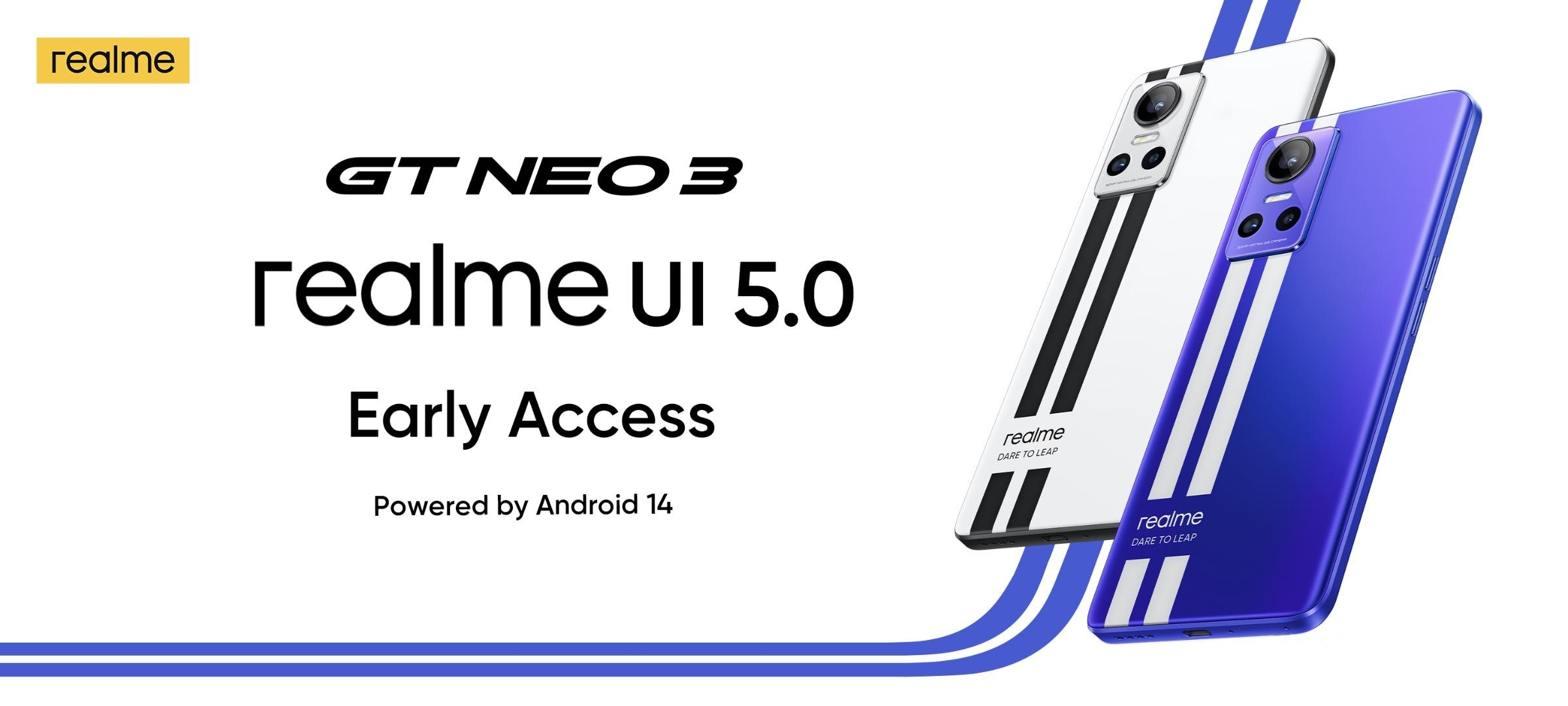 realme ogłosiło program testowy realme UI 5.0 oparty na systemie Android 14 dla realme GT Neo 3 i realme GT Neo 3 150W.