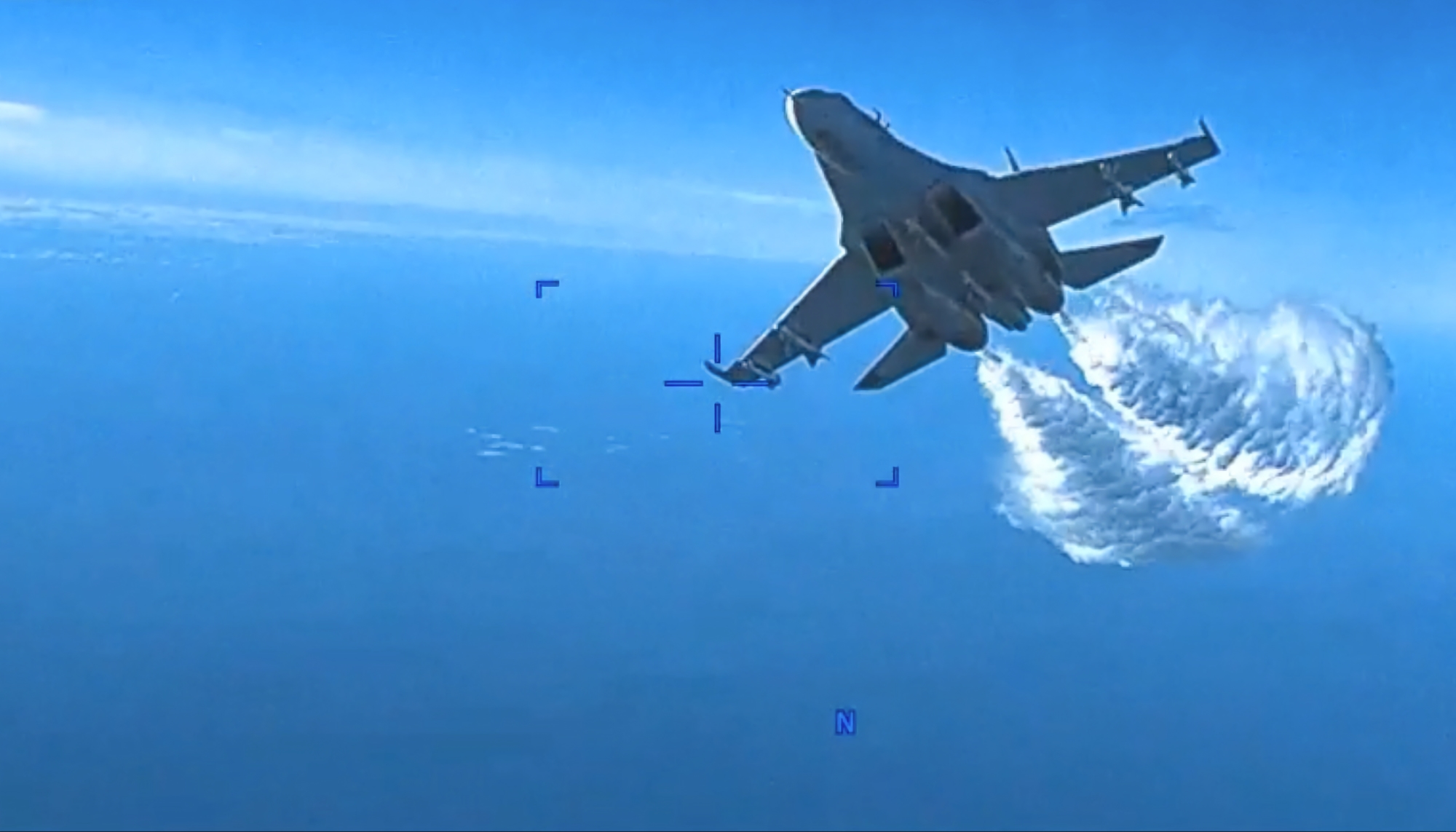 Amerykańskie siły powietrzne pokazały wideo, na którym widać rosyjski odrzutowiec Su-27 zderzający się z amerykańskim MQ-9 Reaper UAV nad Morzem Czarnym 14 marca