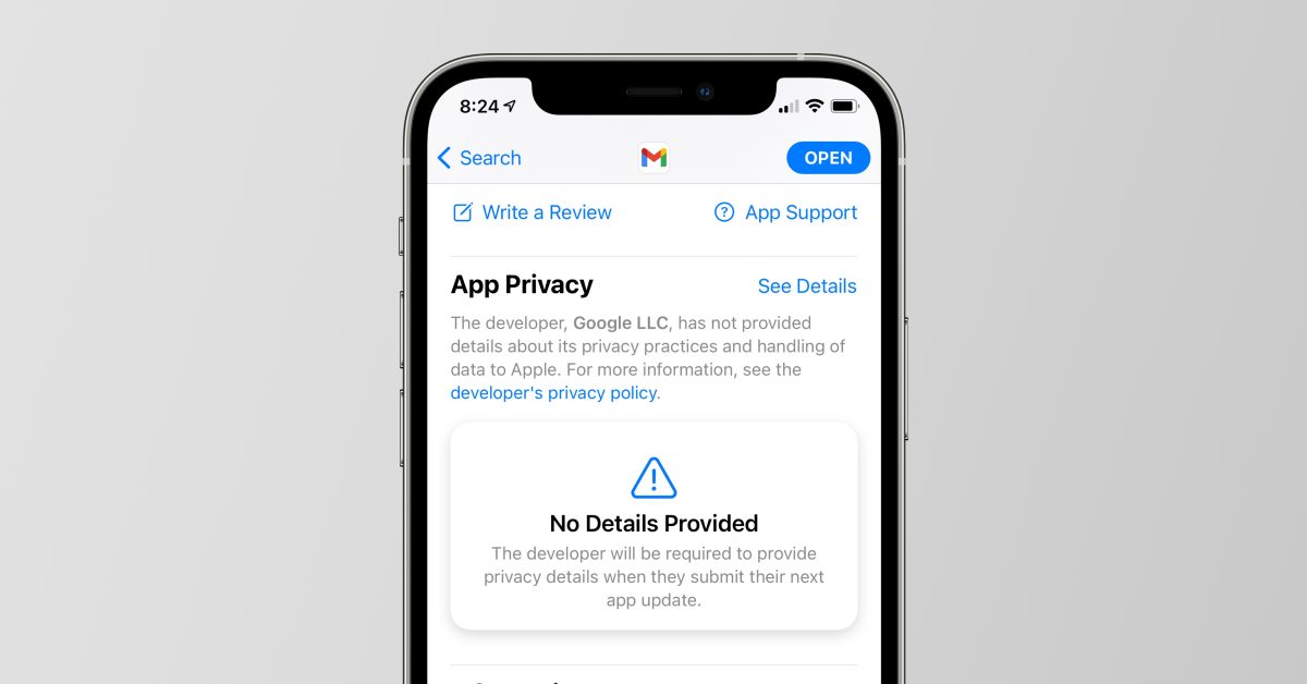 Brak ukochanych etykiet prywatności Apple w App Store, prawdopodobnie tylko błąd