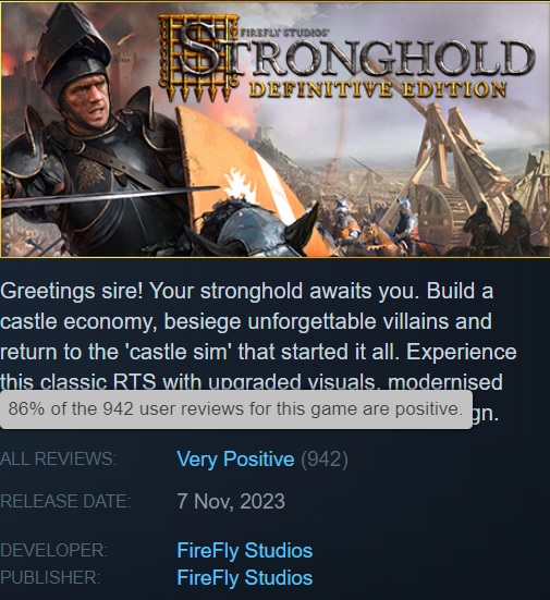 Klasyka strategii nie straciła na aktualności: użytkownicy Steam chwalą Stronghold: Definitive Edition i polecają się z nią zapoznać-2