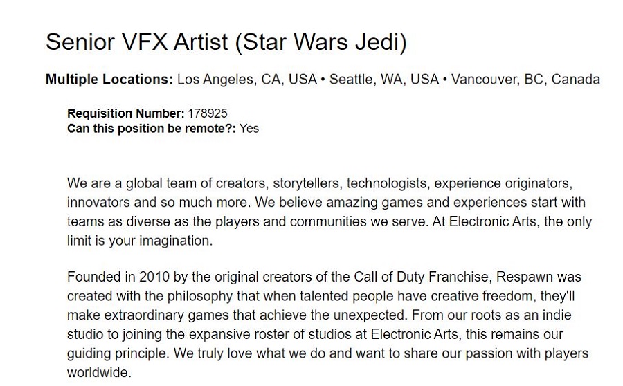 Historia jeszcze się nie skończyła: nowa odsłona Star Wars Jedi jest już w fazie rozwoju - na co wskazują oferty pracy Respawn Entertainment-2