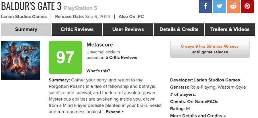 Baldur's Gate 3 w wersji na PlayStation 5 zbiera najwyższe noty od krytyków. Gracze konsolowi otrzymają świetną grę-2