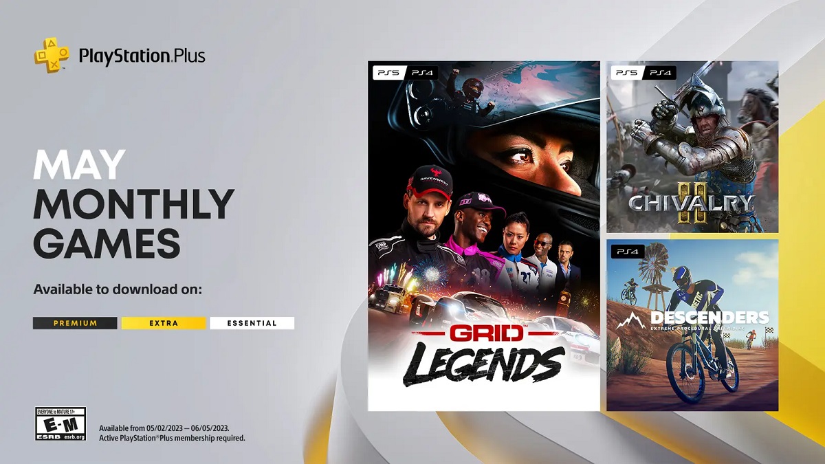 W maju abonenci PS Plus otrzymają dostęp do GRID Legends, Chivalry 2 i Descenders. Sony oficjalnie ujawniło wybór gier