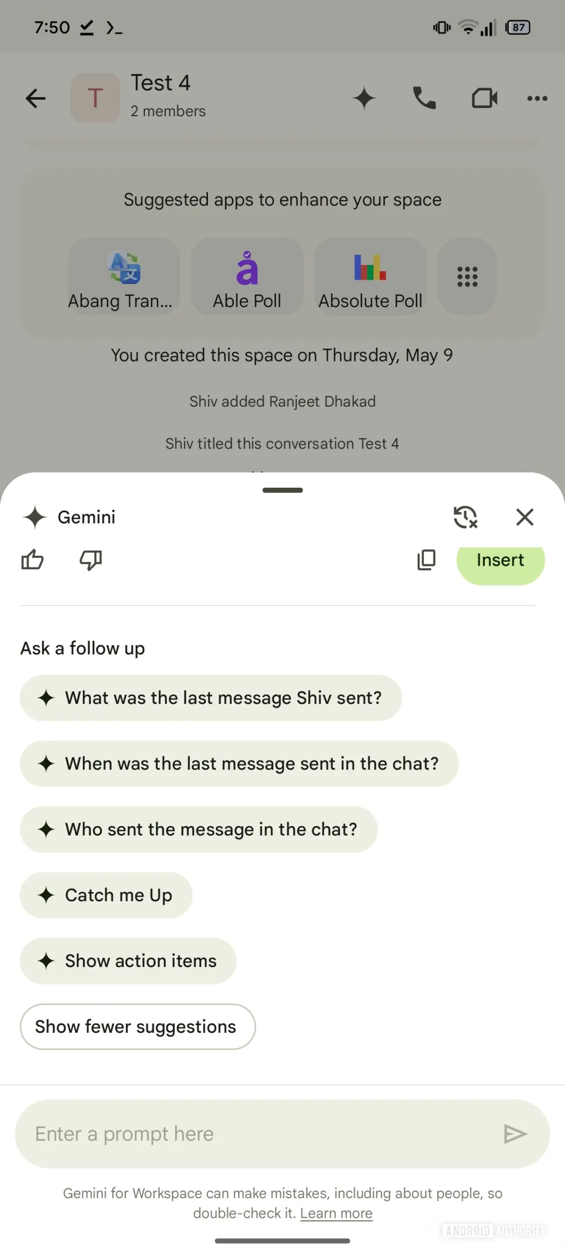 Obraz 4, interfejs Google Chat Obraz 4, interfejs Google Chat
