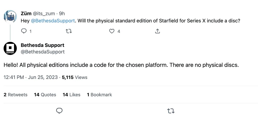 Starfield nie będzie dostępny na płycie - Bethesda twierdzi, że fizyczne edycje będą zawierać jedynie kod aktywacyjny gry.-2