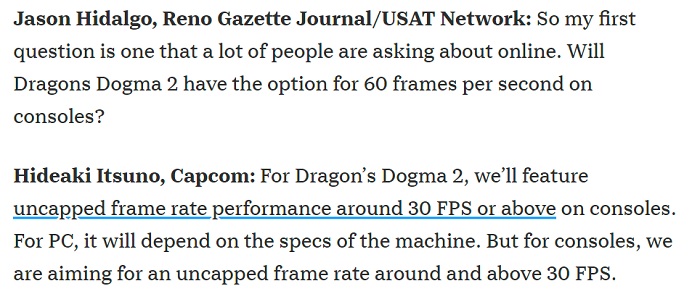 To już oficjalne: wysoka liczba klatek na sekundę w Dragon's Dogma 2 jest dostępna tylko na PC.-2