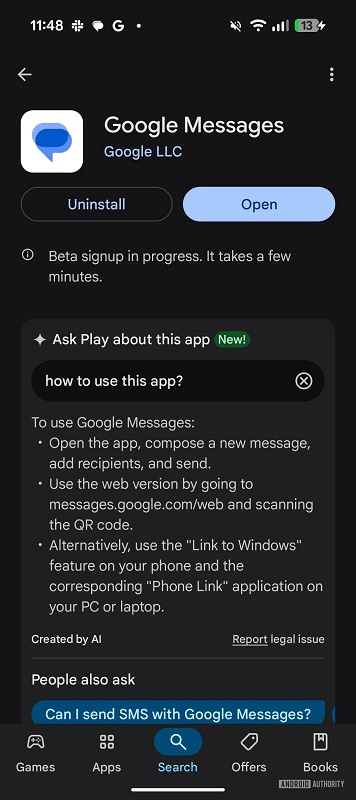 Interfejs Google Play z możliwością Ask Play