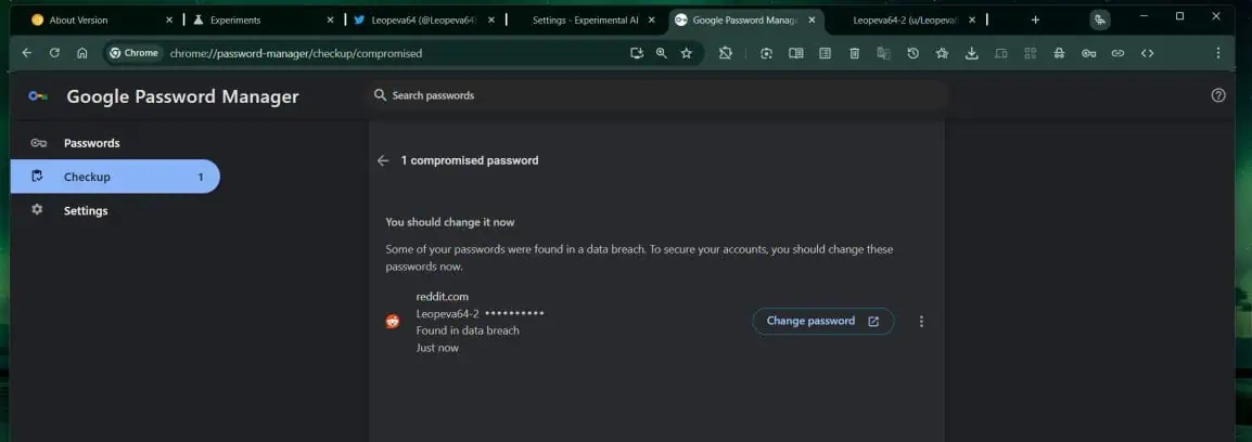 Sugestia zmiany hasła w przeglądarce Google Chrome