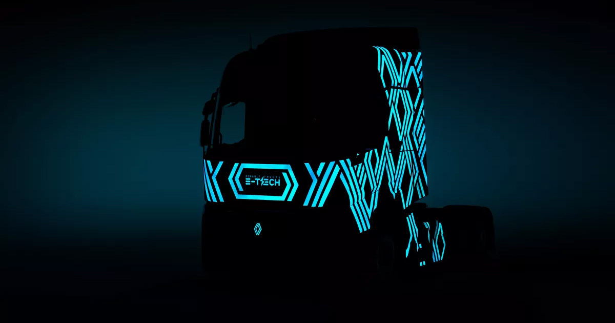 Ciężarówka Renault Trucks E-Tech Diamond Echo z oryginalnym wzorem na kabinie