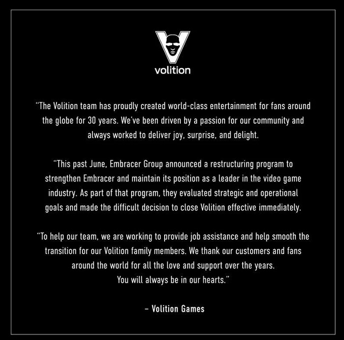 Volition, studio stojące za serią gier Saints Row i strzelankami Red Faction, ogłosiło swoje zamknięcie-2