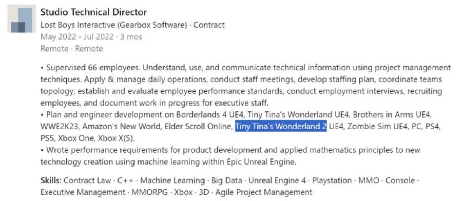 Jeden z deweloperów gry Tiny Tina's Wonderlands potwierdził, że Gearbox pracuje nad Borderlands 4 i Tiny Tina's Wonderlands 2-2