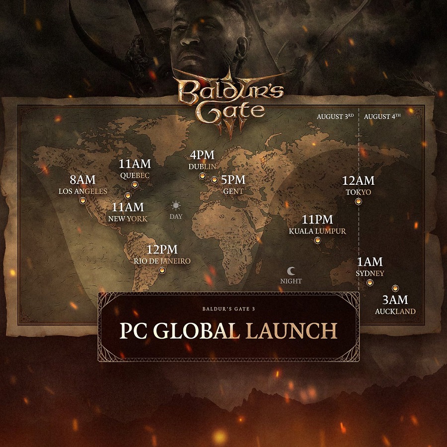 Nie przegap premiery! Larian Studios opublikowało harmonogram premiery Baldur's Gate III na PC w różnych strefach czasowych-2