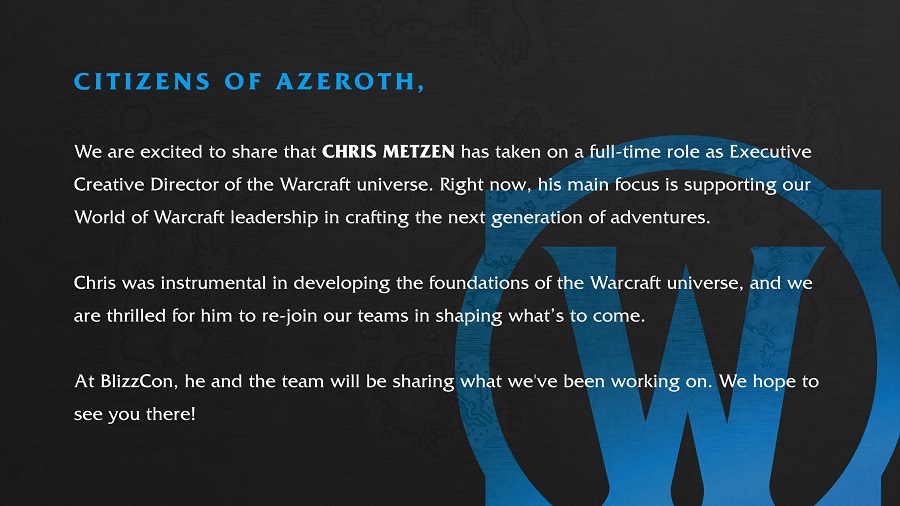 Legendarny Chris Metzen powraca do Blizzarda! Awansował na stanowisko dyrektora kreatywnego serii Warcraft-2