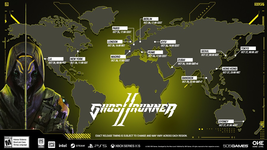 Twórcy cyberpunkowej gry akcji Ghostrunner 2 ujawnili dokładny czas premiery gry w głównych strefach czasowych-2