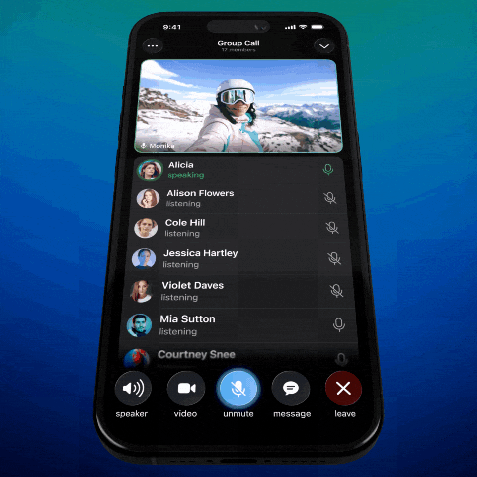 Reakcje w wideoczacie w Telegramie