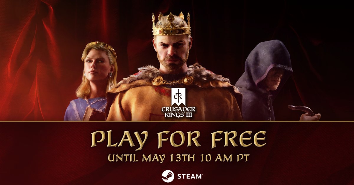 Potęga i intrygi czekają na ciebie: wielka gra strategiczna Crusader Kings III jest tymczasowo dostępna za darmo na Steam.