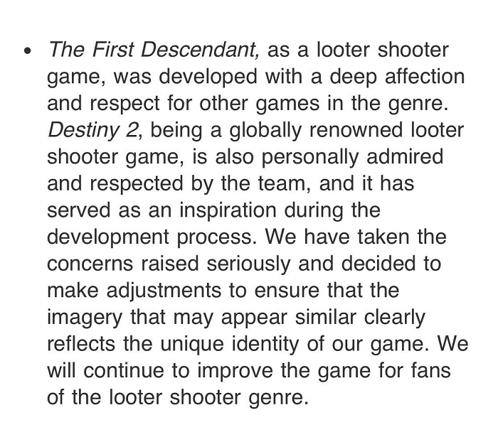 Twórcy The First Descendant przyznali się do podobieństwa wielu elementów swojej gry do Destiny 2 i obiecali naprawić wszystkie plagiaty-3