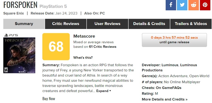 Krytycy nie pozostawali pod wrażeniem Forspoken. Gra akcji Square Enix otrzymuje niskie oceny na agregatorach-2