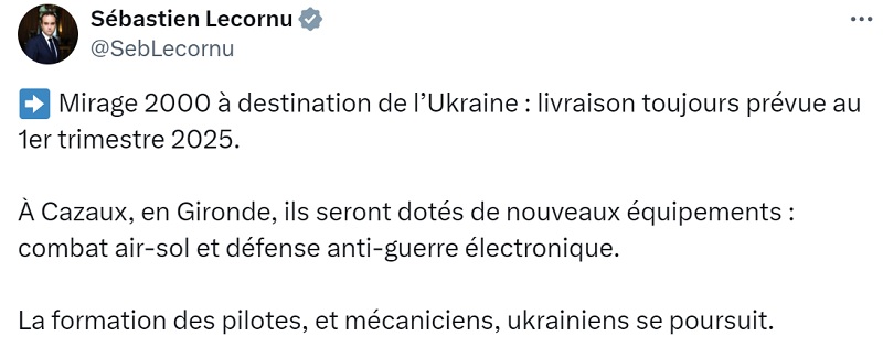 Ukraina otrzyma myśliwce Mirage 2000 na początku 2025 roku: francuski minister obrony podaje przybliżone daty dostawy samolotów-2