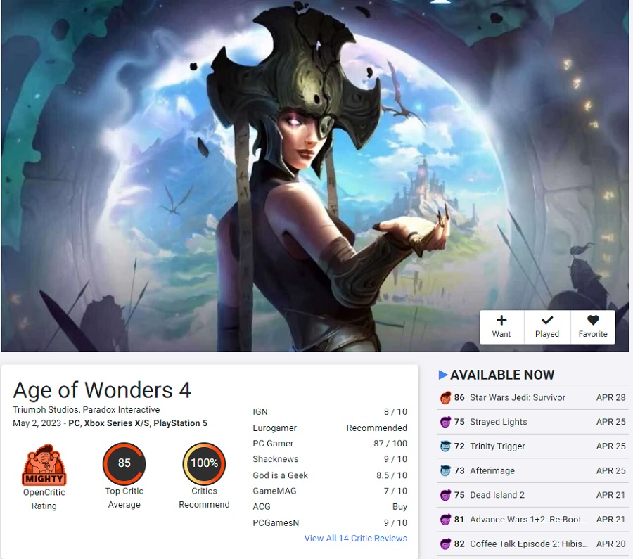 Paradox Interactive udostępnił zwiastun premierowy gry strategicznej fantasy Age of Wonders 4. Krytycy są zadowoleni z gry i polecają ją do recenzji-2