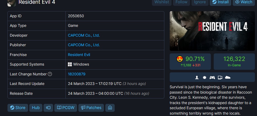 Remake Resident Evil 4 stał się najbardziej udaną odsłoną serii na Steamie. Szczyt pierwszego dnia online przekracza 126 tysięcy osób-2