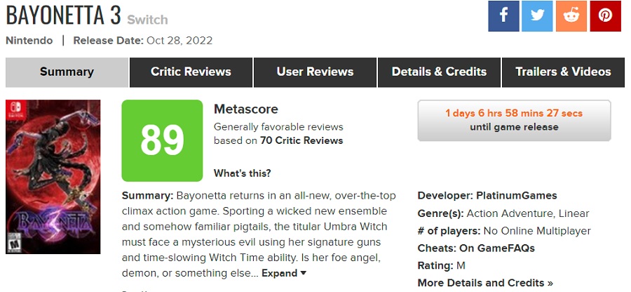 "Arcydzieło akcji PlatinumGames" - tak o Bayonetcie 3 mówią krytycy. Recenzenci jednogłośnie przyznają grze najwyższą ocenę-2