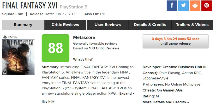 Czy to naprawdę najlepsza gra roku? Krytycy powitali Final Fantasy XVI entuzjastycznymi recenzjami i nazwali ją "grą niemal doskonałą"-2