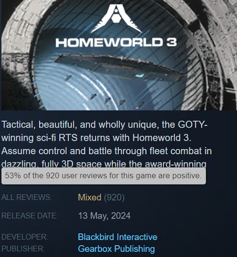 I to jest gra, na którą czekaliście 20 lat? Gracze krytykowali kosmiczną strategię Homeworld 3 za nudną fabułę i zbyt prostą rozgrywkę-2