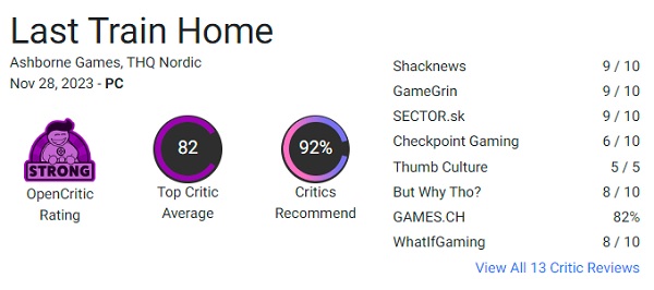 Krytycy i gracze ciepło przyjęli strategię Last Train Home: gra ma doskonałe recenzje i wysokie oceny-2