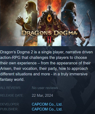 Steam przedwcześnie ujawnił datę premiery gry RPG Dragon's Dogma 2 firmy Capcom-2