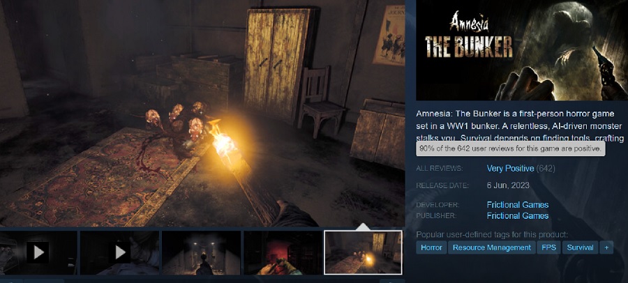Użytkownicy Steam uwielbiają Amnesia: The Bunker i polecają grę wszystkim fanom horrorów.-2