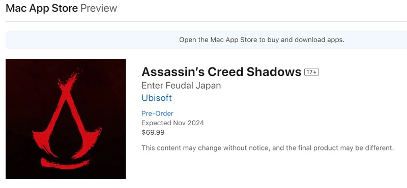Świetna wiadomość dla użytkowników komputerów Mac: Assassin's Creed Shadows ukaże się na komputerach Apple w tym samym czasie, co na innych platformach.-2