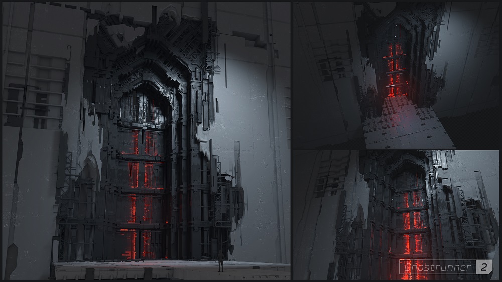 Ponury i nawiedzający cyberpunkowy styl pierwszego concept artu Ghostrunnera 2-2