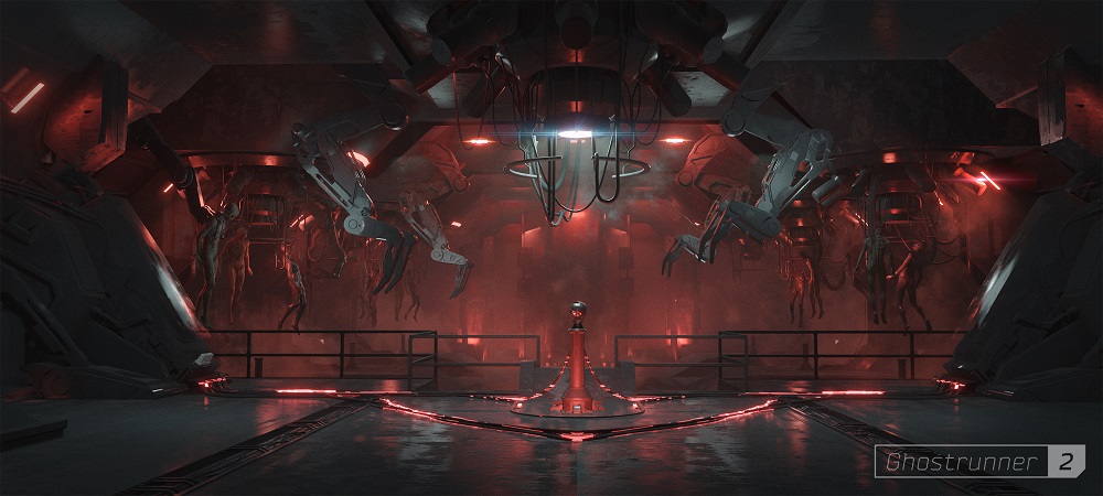 Ponury i nawiedzający cyberpunkowy styl pierwszego concept artu Ghostrunnera 2-7