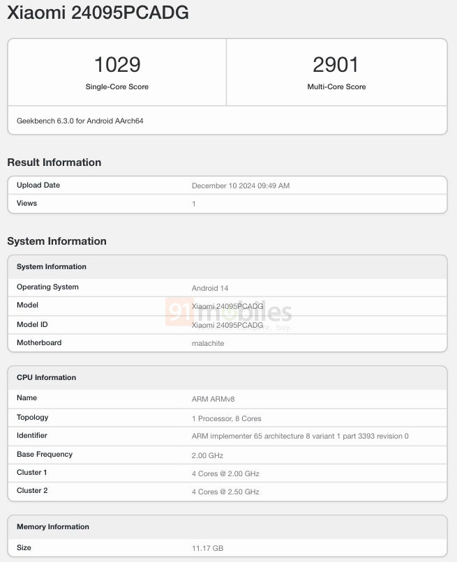 Testy POCO X7 w Geekbench