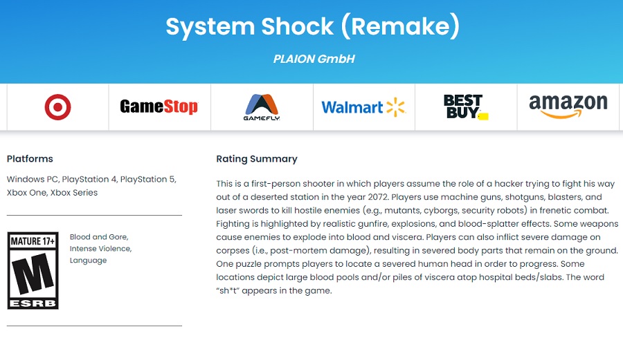 Konsolowe wersje remake'u System Shock mogą ukazać się już wkrótce: ESRB przyznało klasyfikację wiekową wersjom gry na konsole PlayStation i Xbox.-2