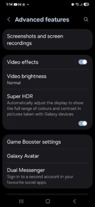 Przełączanie ustawień Samsung One UI 7.0 Super HDR