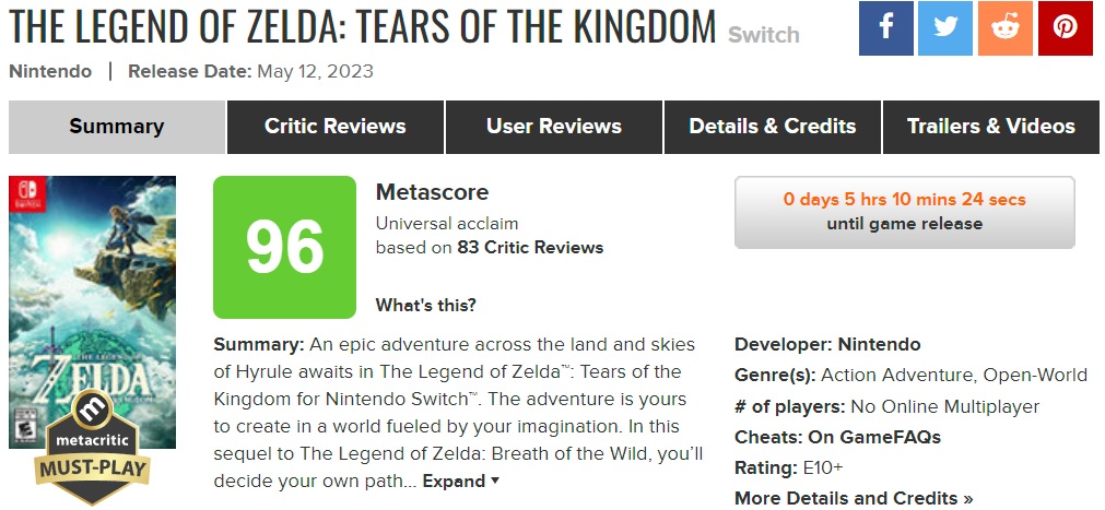 'Najlepsza gra dekady' - krytycy zachwycają się The Legend of Zelda Tears of the Kingdom i wystawiają nowości Nintendo najwyższe oceny na agregatorach-2