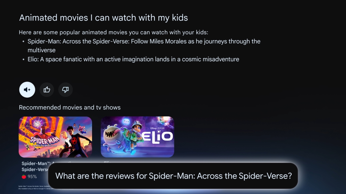 Interfejs Google TV z AI Gemini