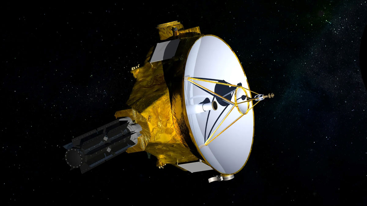Ilustracja stacji New Horizons w głębokiej przestrzeni